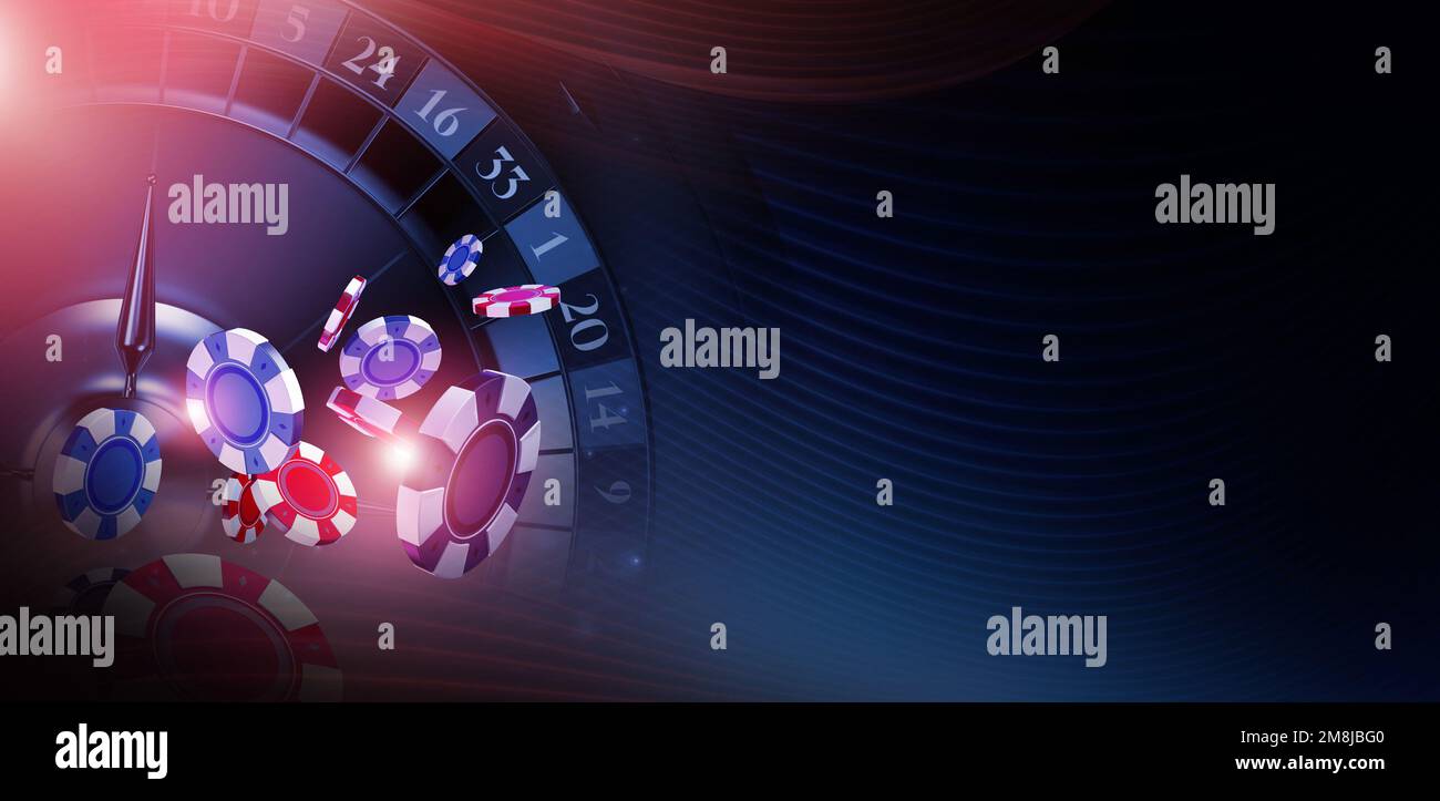 Roulette Casino Game Bet concetto sfondo con lato destro Copy Space. 3D Illustrazione rappresentata. Foto Stock