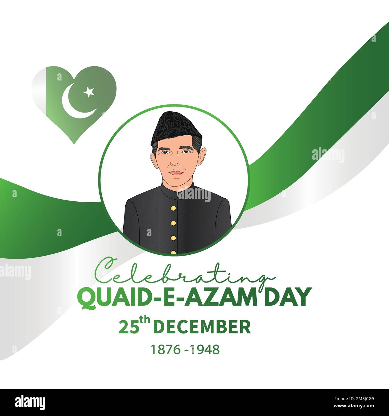 Quaid e azam giorno 25 dicembre foto stile post design Illustrazione Vettoriale