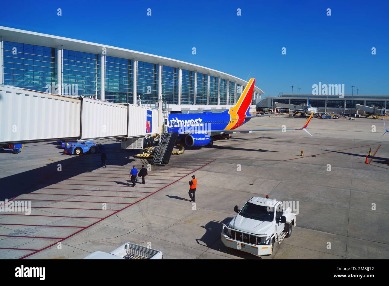 NEW ORLEANS, LA -8 GENNAIO 2023 - Vista di un aereo da Southwest Airlines (WN) all'aeroporto internazionale Louis Armstrong di New Orleans (MSY). Foto Stock