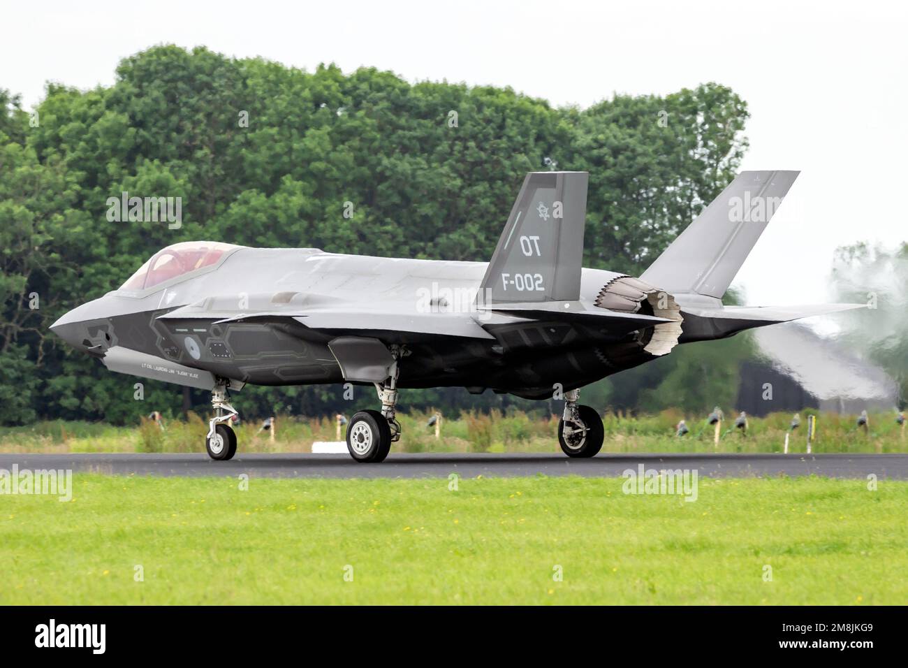 Lockheed Martin F-35 Lightning II velivolo da combattimento multirolo furtivo della Royal Netherlands Air Force in partenza dalla base aerea di Leeuwarden. Giugno 10, 2016 Foto Stock