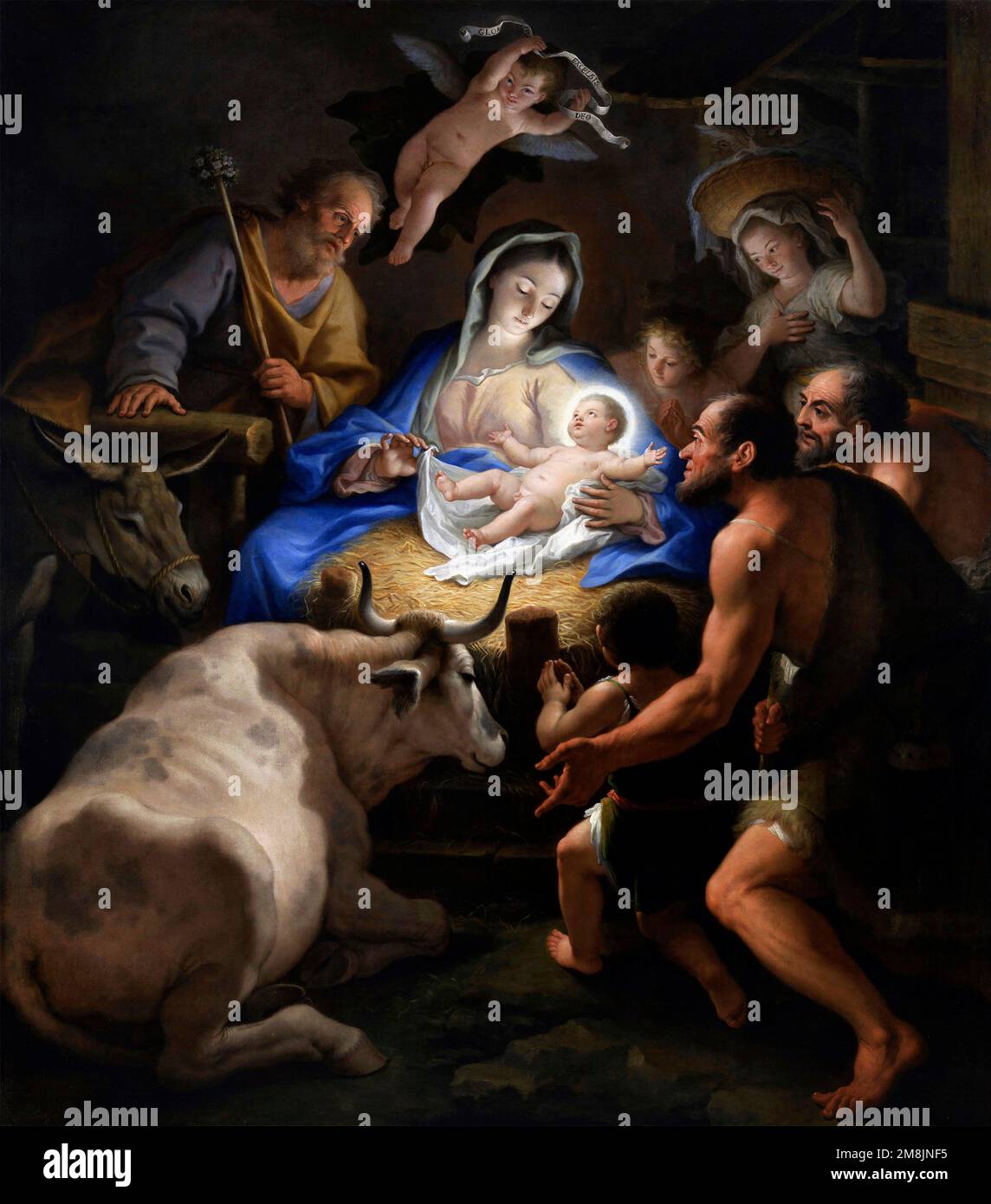 L'Adorazione dei Pastori del pittore italiano Paolo de Matteis (1662-1728), olio su tela, 1712 Foto Stock