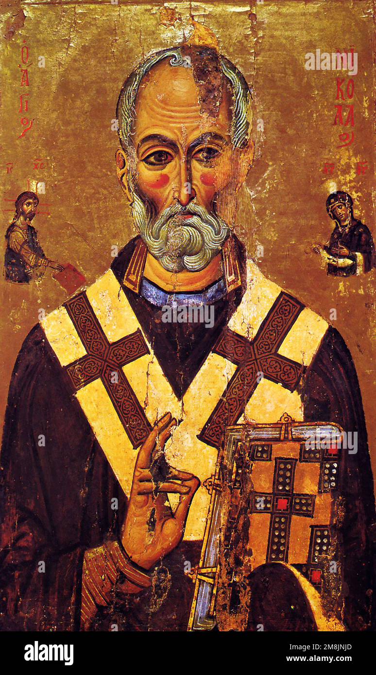San Nicola. Ritratto di San Nicola di Myra (270-343) dal Monastero di Santa Caterina, Sinai (Egitto), 13th ° secolo Foto Stock