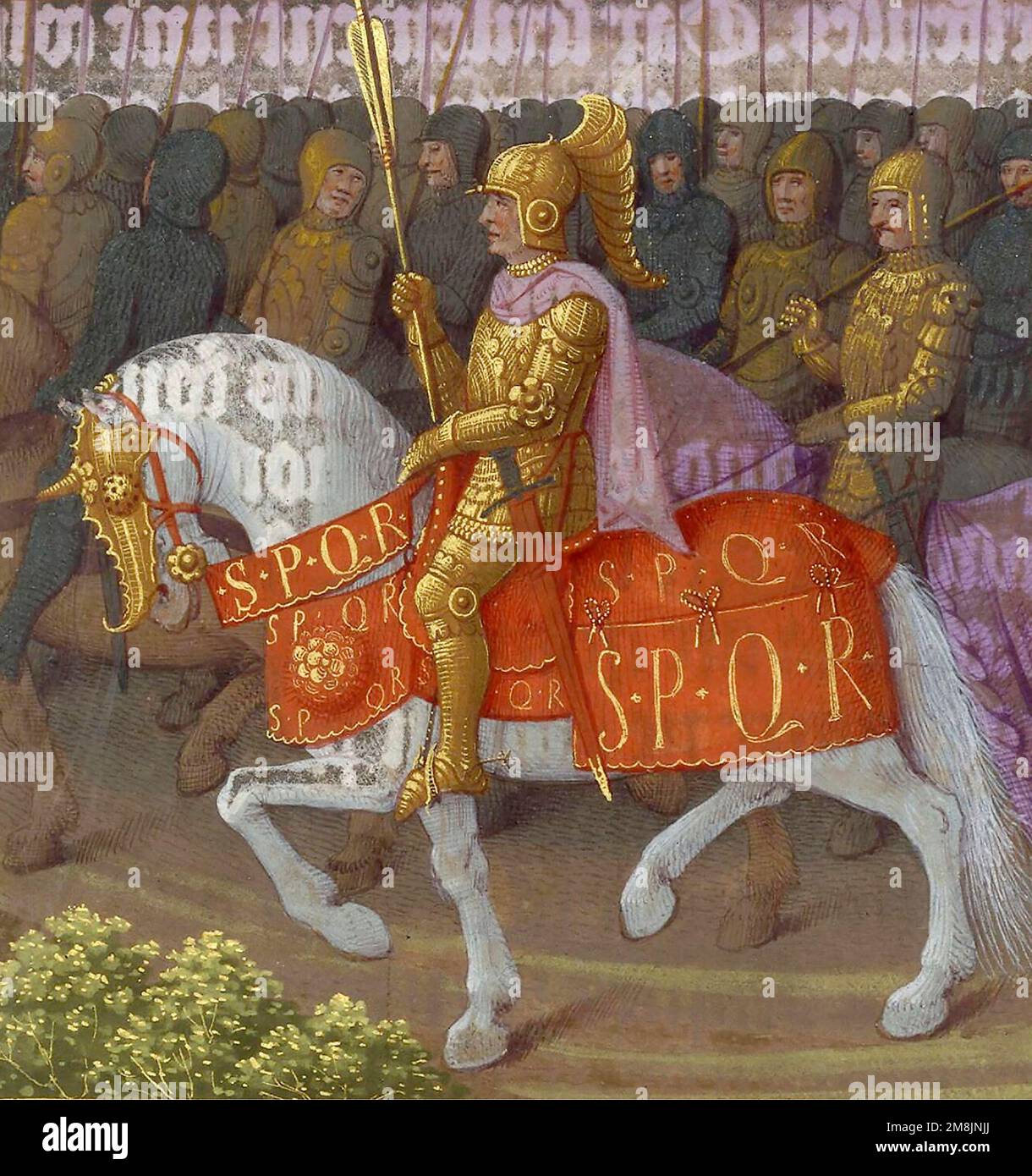 Vespasiano (9-79). Illustrazione intitolata 'marciare Vespasiano contro gli ebrei' da un libro di Jean Bourdicon, 1470 Foto Stock