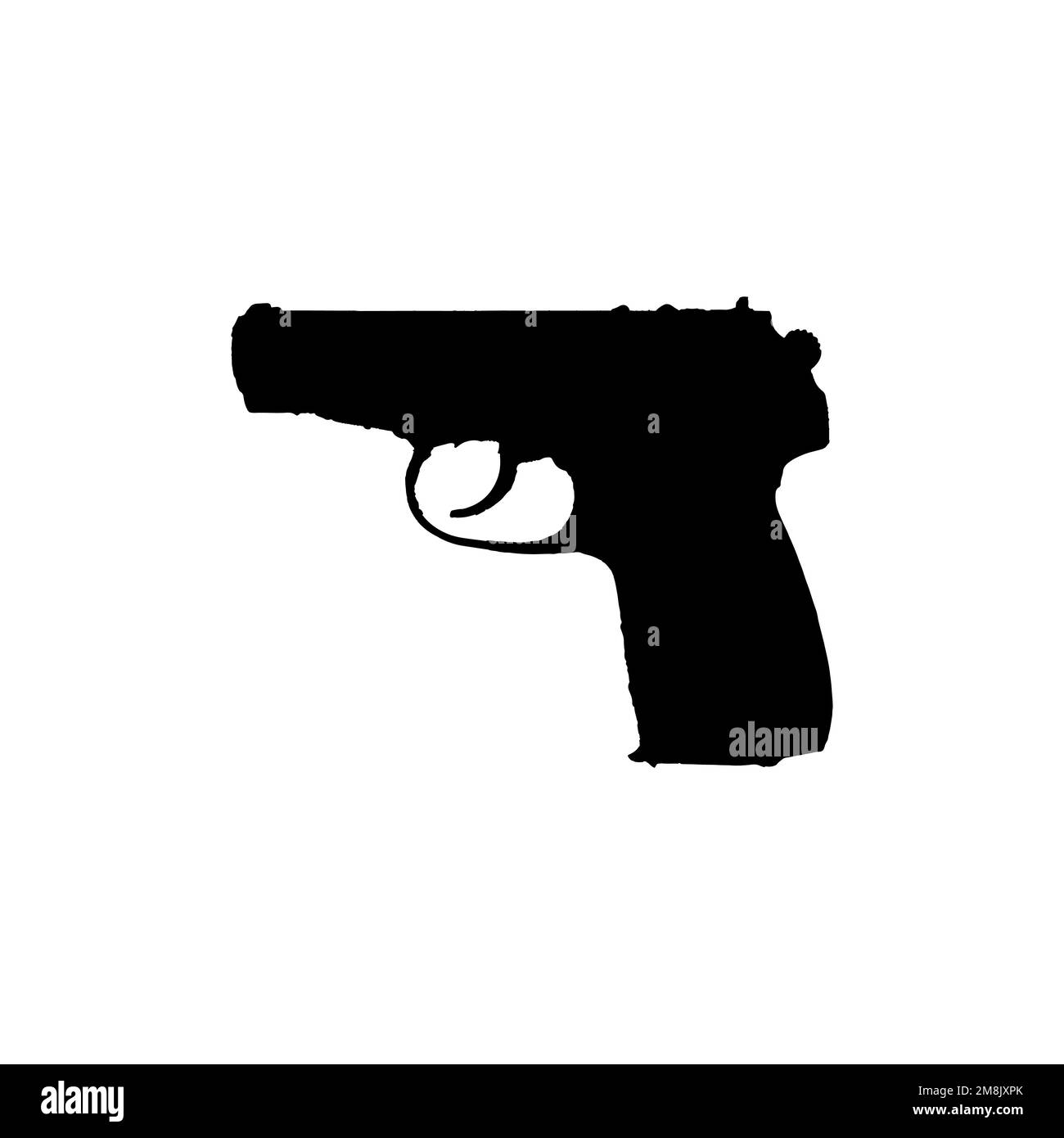Icona pistola. Semplice stile pistola negozio grande vendita poster simbolo sfondo. Elemento di design del logo del marchio della pistola. Stampa t-shirt con pistola. vettore per adesivo Illustrazione Vettoriale