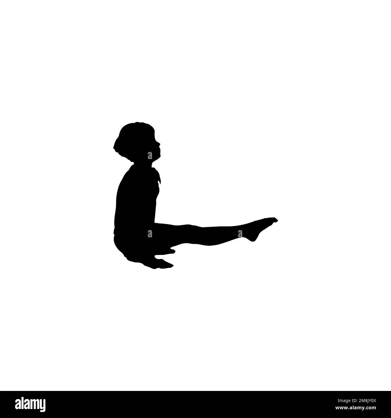 Icona di ginnastica per bambini. Semplice stile bambino ginnastica corso di formazione grande vendita poster simbolo sfondo. Elemento di design con logo di marca Kid Gymnast. Illustrazione Vettoriale