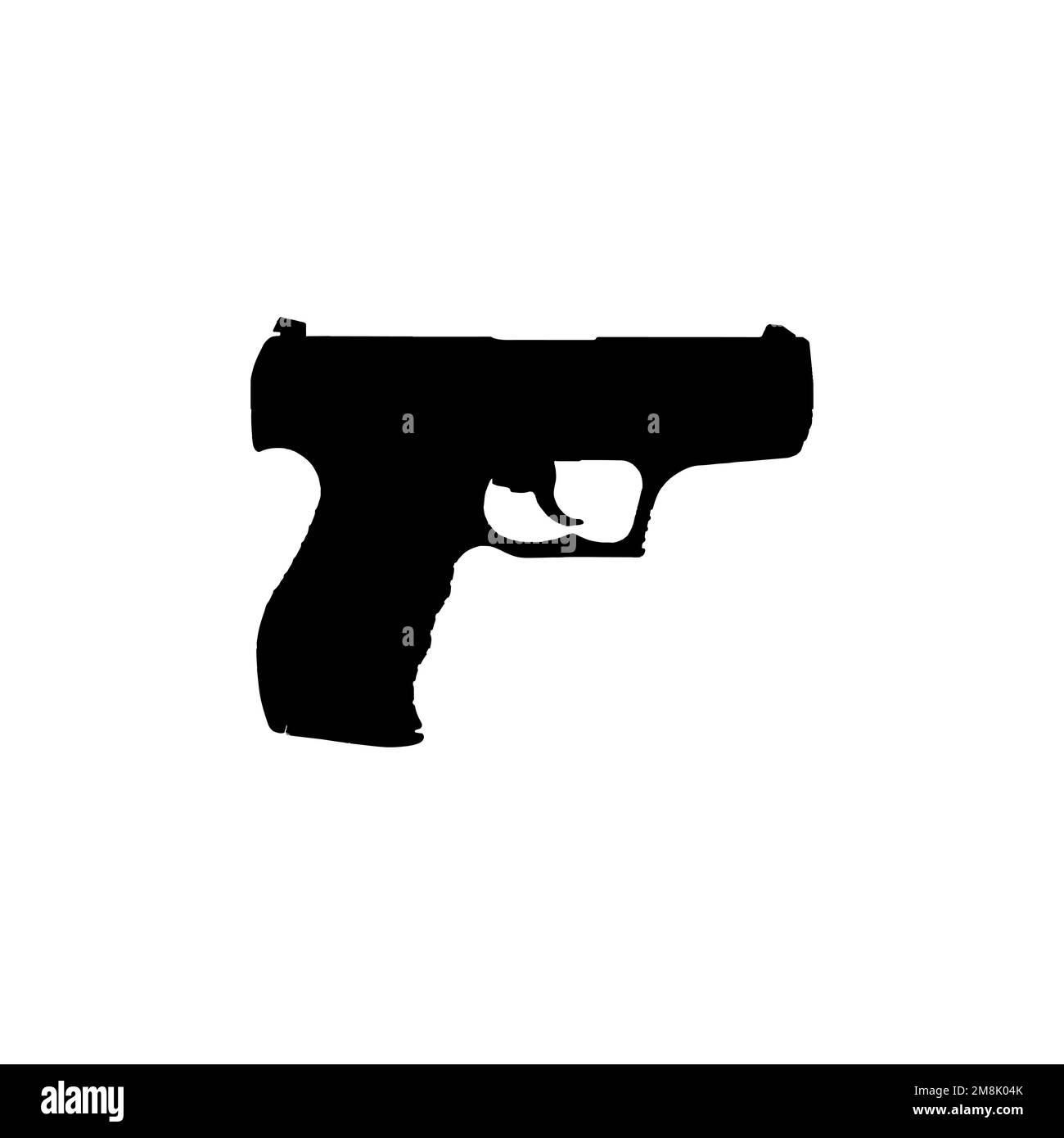 Icona pistola. Semplice stile pistola negozio grande vendita poster simbolo sfondo. Elemento di design del logo del marchio della pistola. Stampa t-shirt con pistola. vettore per adesivo Illustrazione Vettoriale