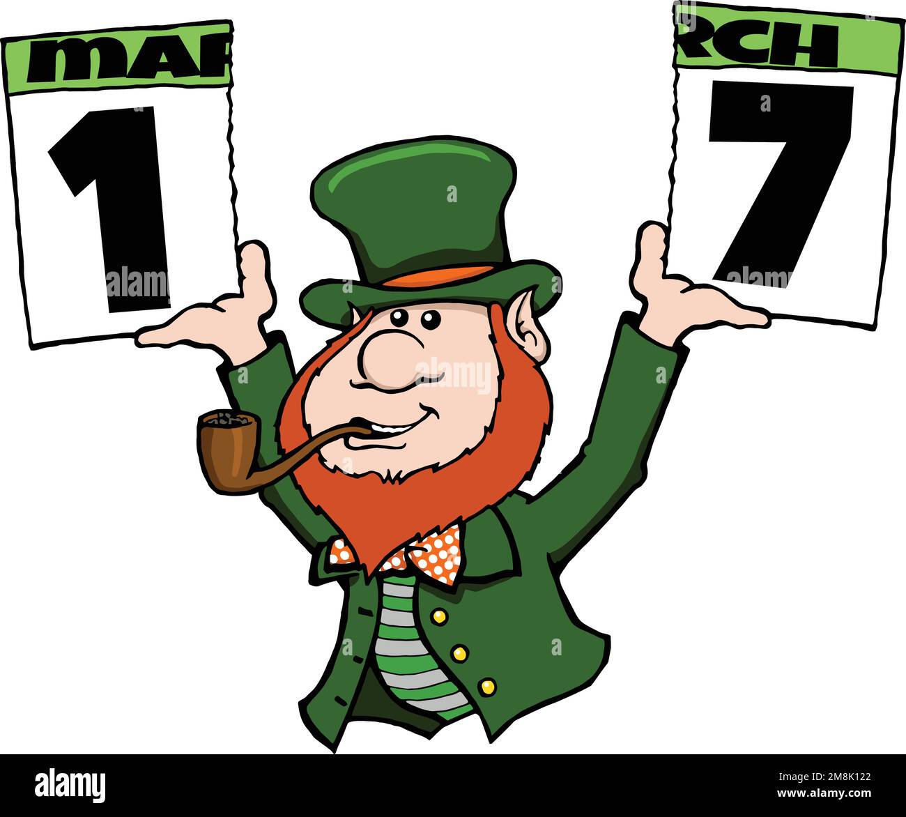 cartoon leprechaun splitting marzo 17 calenda Illustrazione Vettoriale