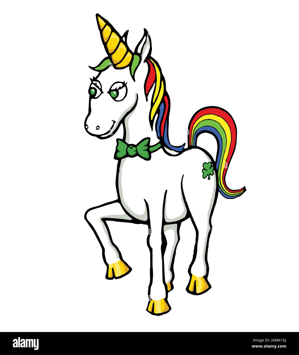 cartoon unicorno con criniera arcobaleno di hai Illustrazione Vettoriale