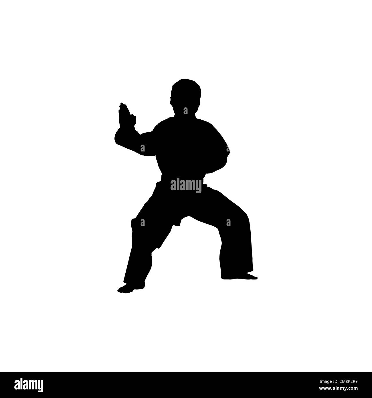 Icona di un lottatore di karate per bambini. Semplice stile bambino karate corso di formazione grande vendita poster simbolo sfondo. Elemento di design con logo Child karate fighter Illustrazione Vettoriale