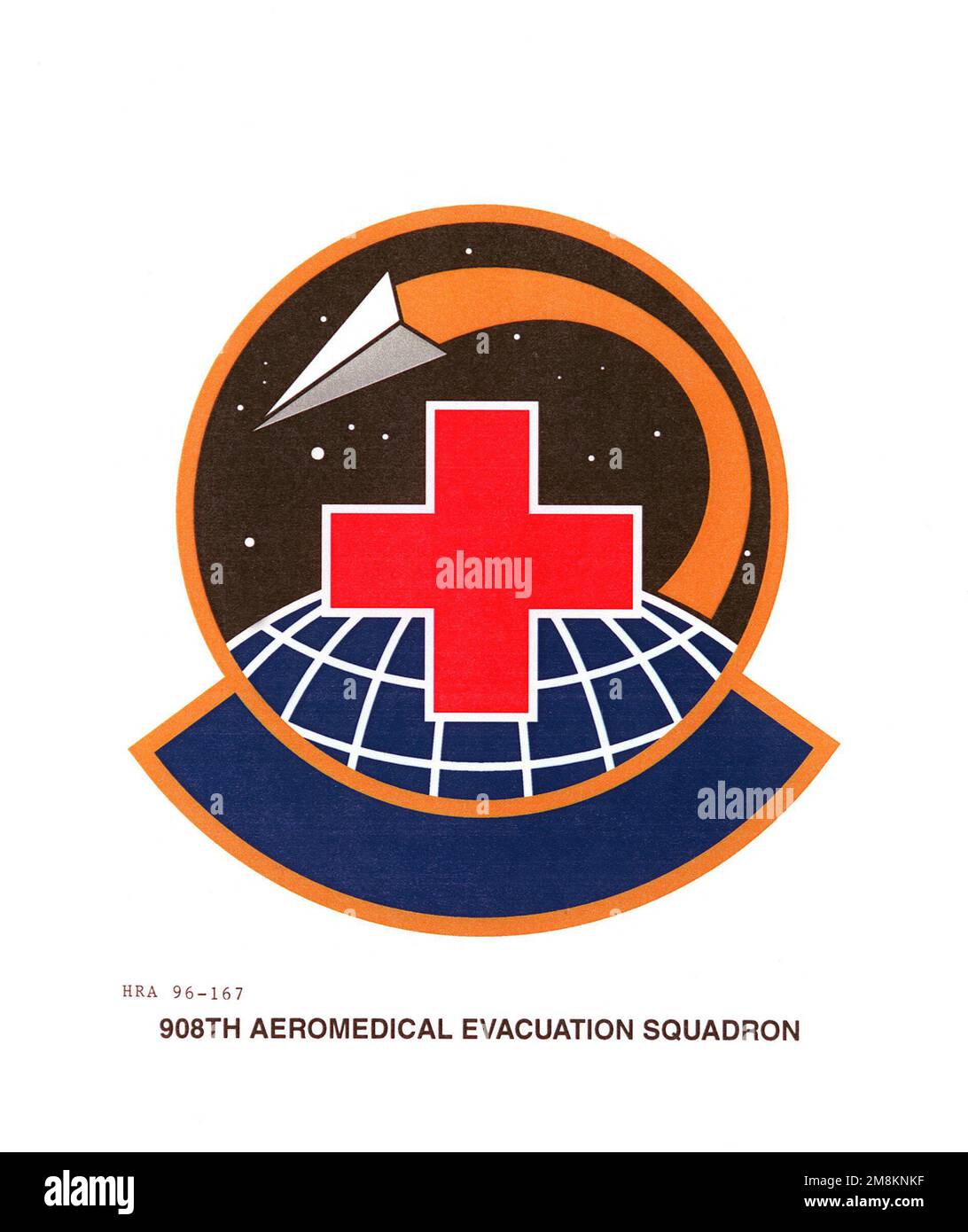 AIR FORCE ORGANIZATIONAL EMBLEM 908th Aeromedical Evacation Squadron Exact Date Shot Unknown. Base: Maxwell Air Force base Stato: Alabama (al) Paese: Stati Uniti d'America (USA) Foto Stock