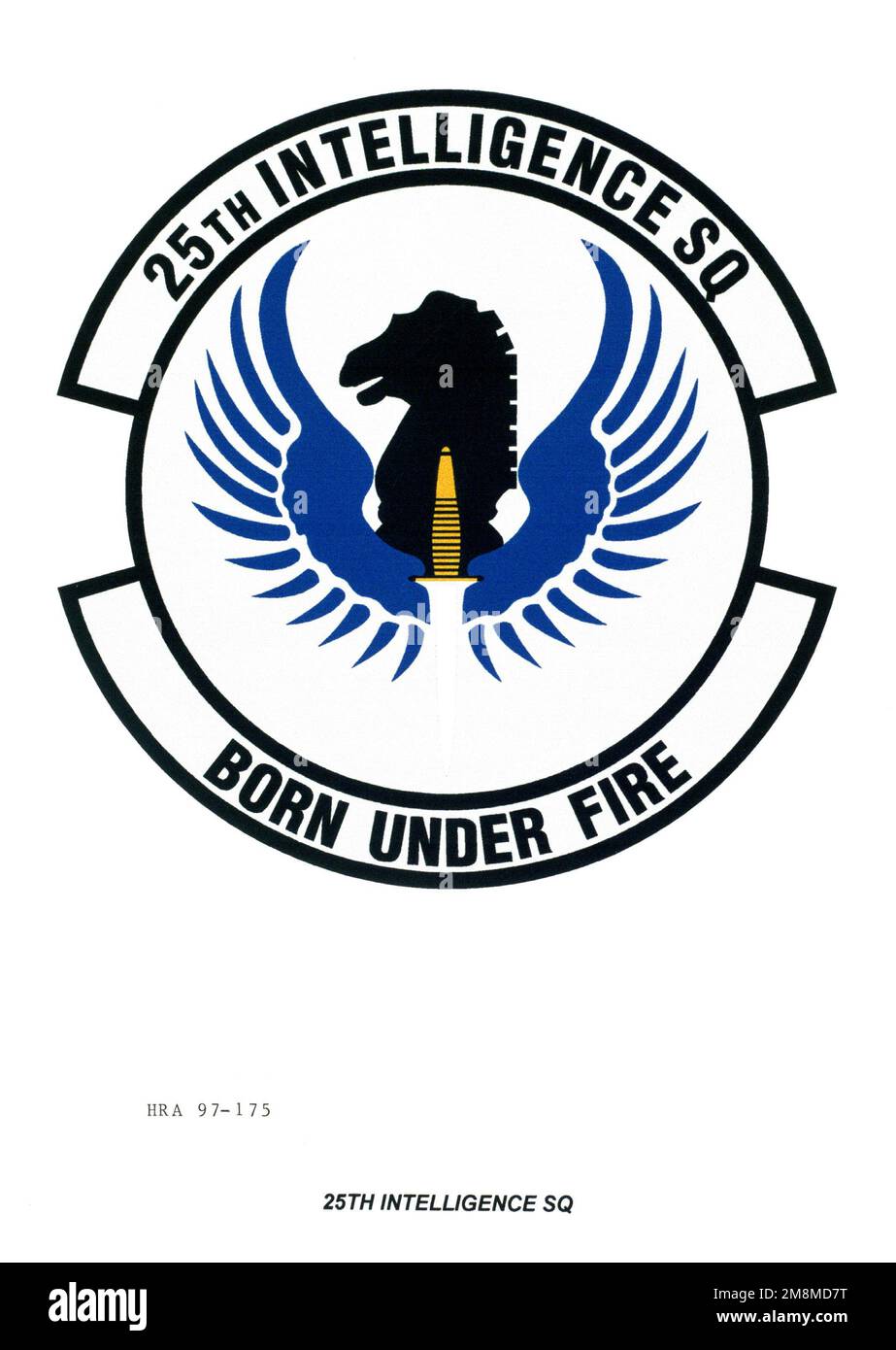 Emblema organizzativo dell'aeronautica: 25th Intelligence Squadron, Air Intelligence Agency. Base: Maxwell Air Force base Stato: Alabama (al) Paese: Stati Uniti d'America (USA) Foto Stock