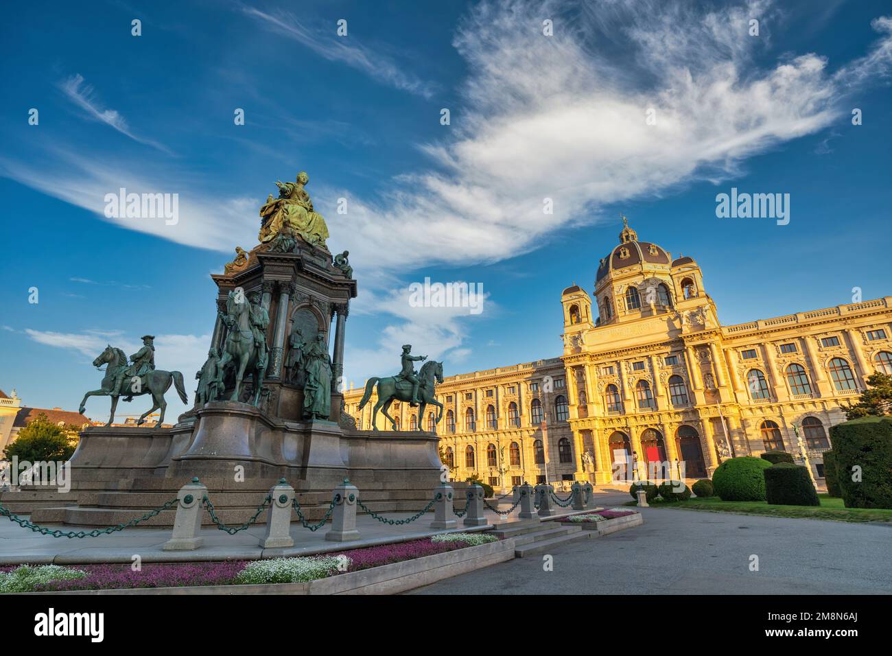 Vienna Austria, skyline della città di Maria-Theresien-Platz Foto Stock