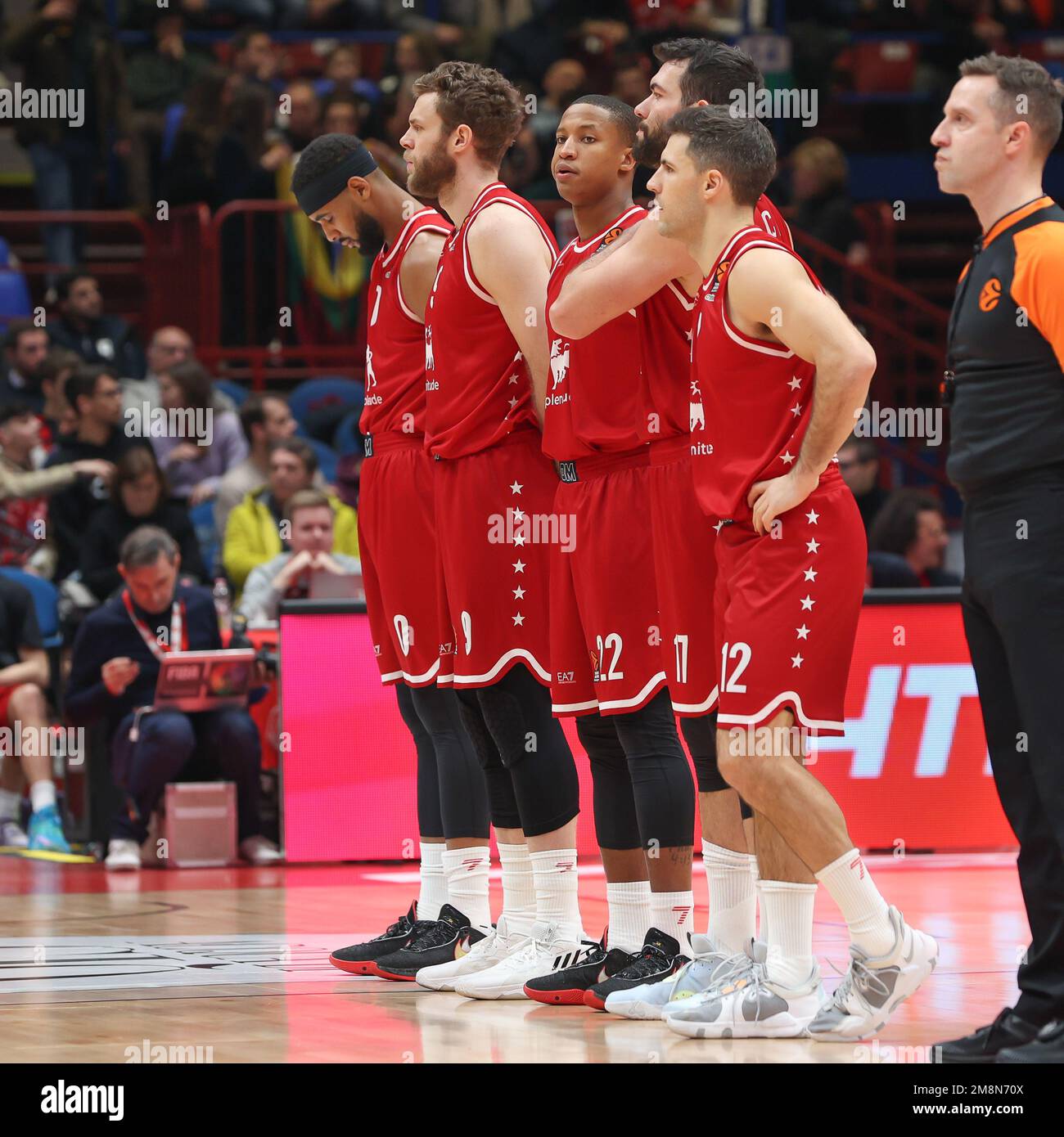 Milano, Italia, Italia. 13th Jan, 2023. Italia, Milano, 13 2023 gen: Linea di partenza di Armani Milano durante il gioco di basket EA7 Emporio Armani Milano vs Zalgiris Kaunas, Eurolega 2022-2023 round19 (Credit Image: © Fabrizio Bertani/Pacific Press via ZUMA Press Wire) SOLO PER USO EDITORIALE! Non per USO commerciale! Foto Stock