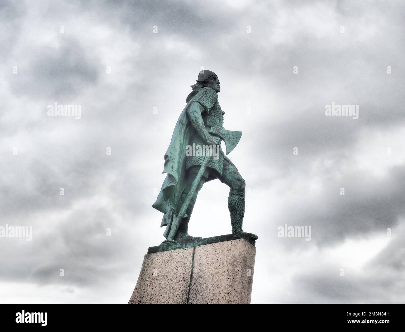 Statua del primo esploratore d'America Leifur Eiriksson, Reykjavik, Islanda Foto Stock