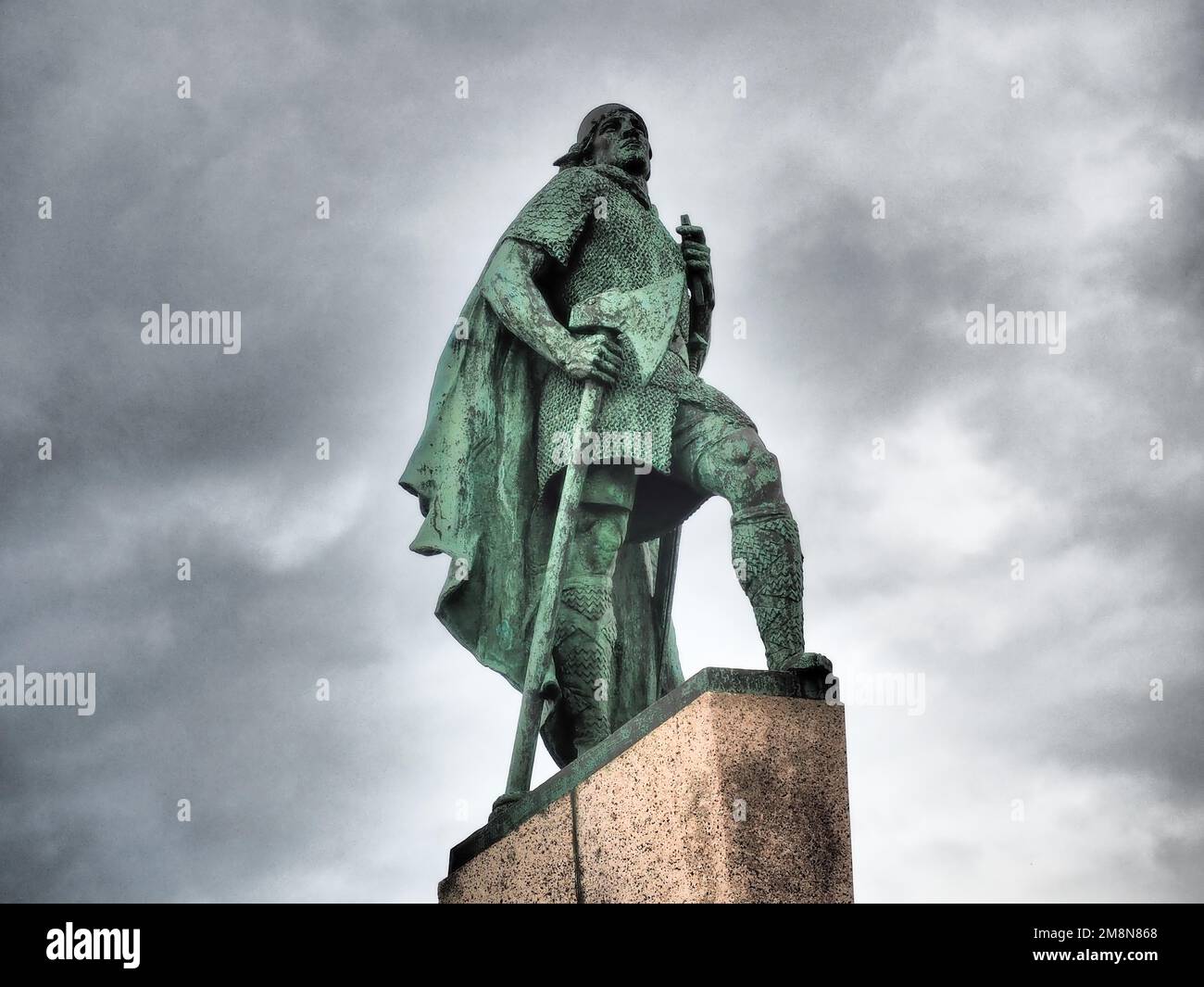 Statua del primo esploratore d'America Leifur Eiriksson, Reykjavik, Islanda Foto Stock