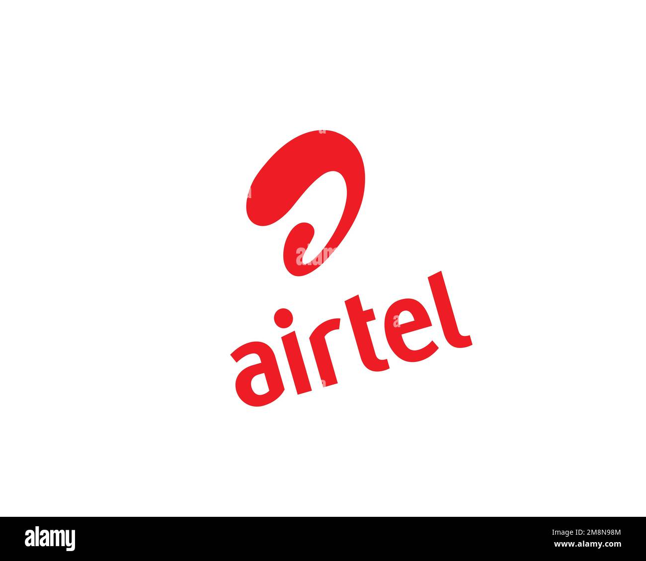 Bharti Airtel, logo ruotato, sfondo bianco Foto Stock