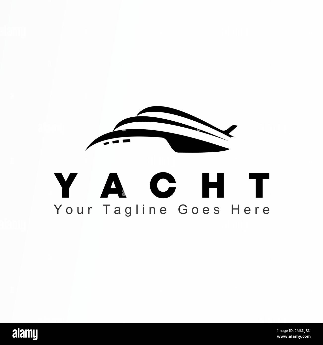 Semplice ed unico Yacht Shape immagine grafica icona logo design astratto concetto stock vettoriale. utilizzato come identità aziendale relativa alla spedizione o al viaggio Illustrazione Vettoriale