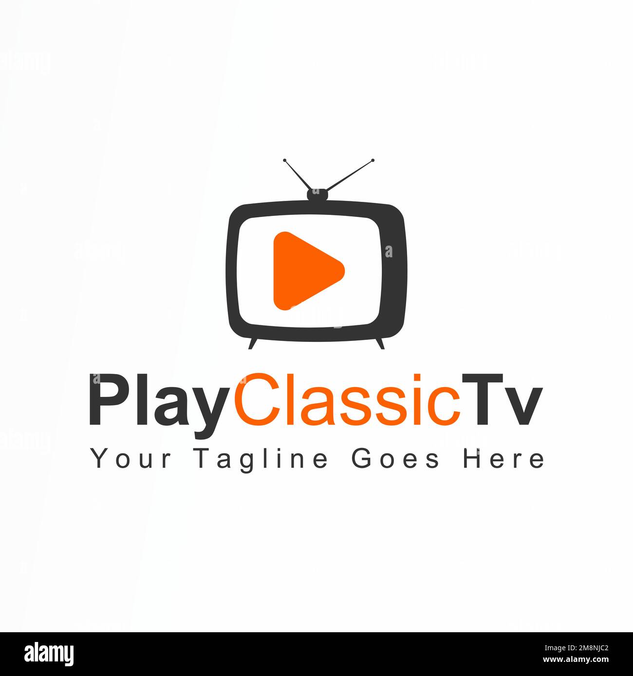 Semplice televisione classica e giocare icona immagine grafica icona logo design astratto concetto vettore stock. identità relative alla trasmissione o al video Illustrazione Vettoriale