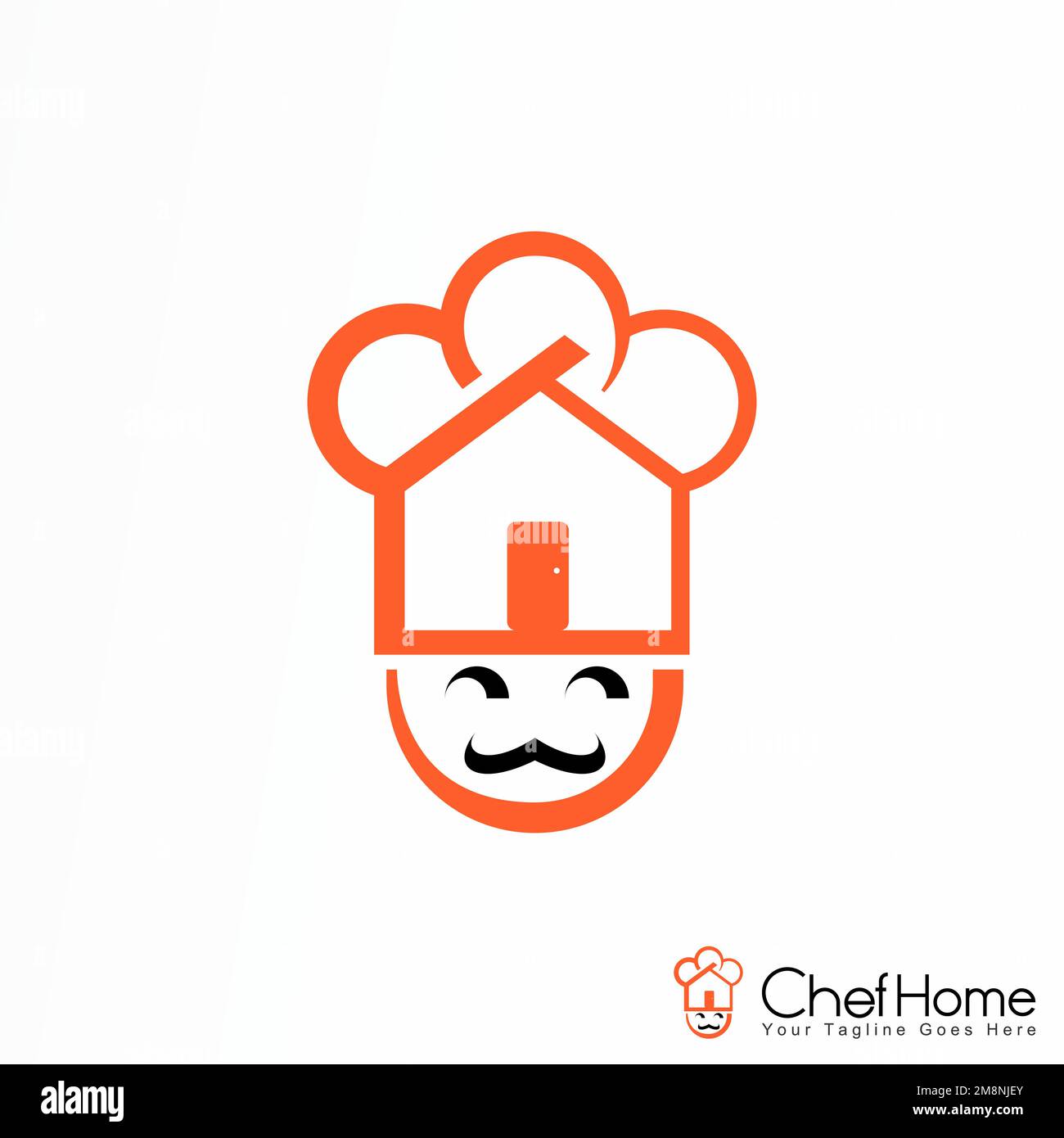 Casa semplice, cappello dello chef, e volto o Chef Home grafica icona logo design astratto concetto vettore stock corporate identità relativa alla cucina o cibo Illustrazione Vettoriale