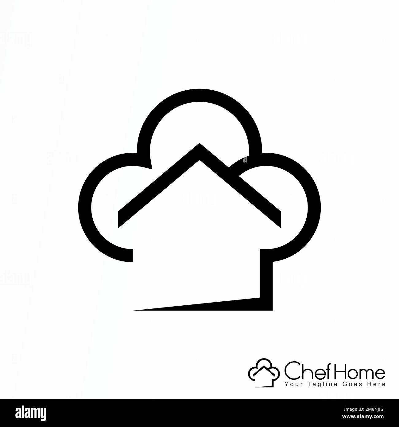 Casa semplice e cappello chef o Chef Home immagine grafica icona logo design astratto concetto vettore stock corporate identità relativa alla cucina o cibo Illustrazione Vettoriale