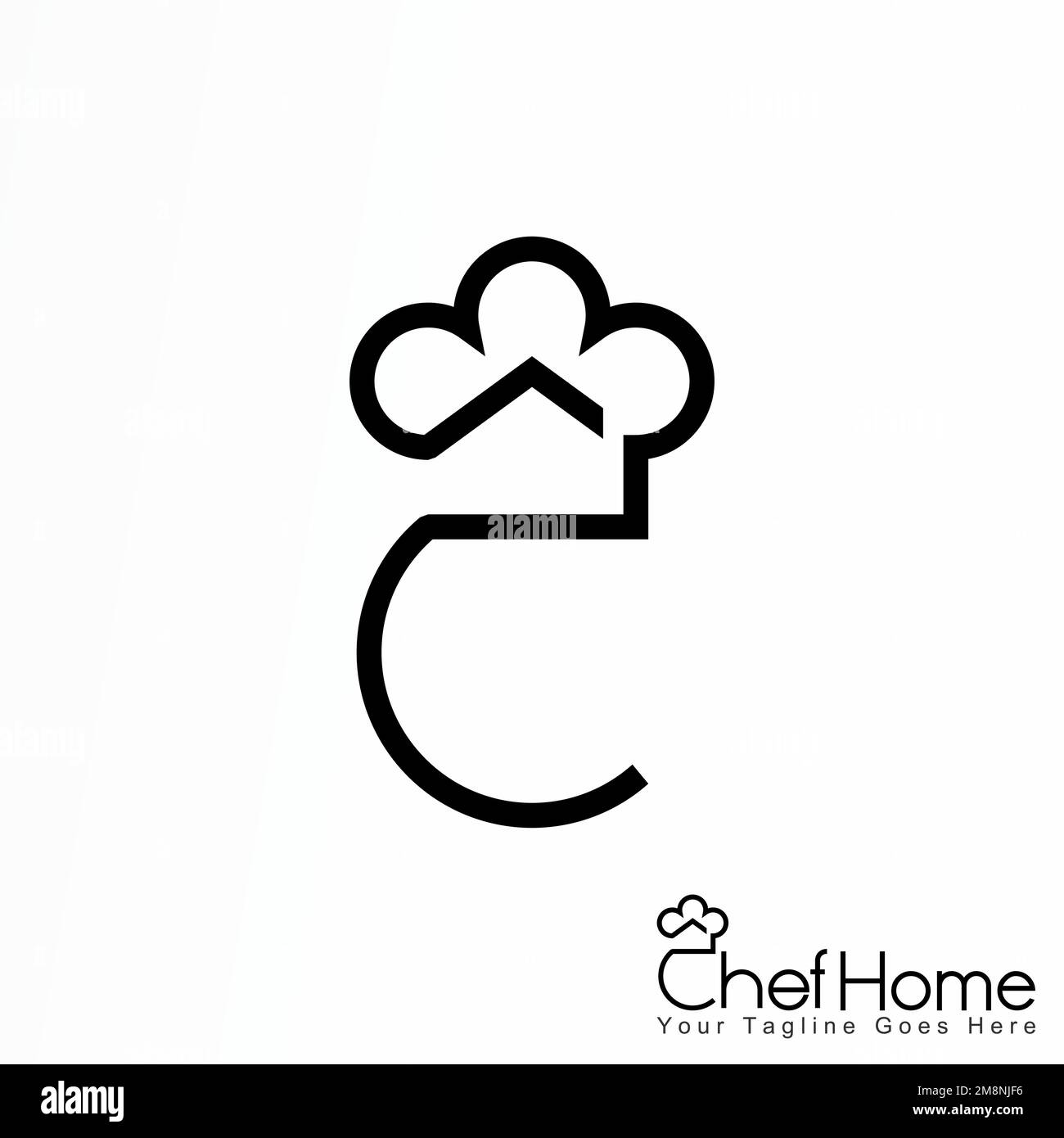 Casa semplice, cappello dello chef, e volto o Chef Home grafica icona logo design astratto concetto vettore stock corporate identità relativa alla cucina o cibo Illustrazione Vettoriale