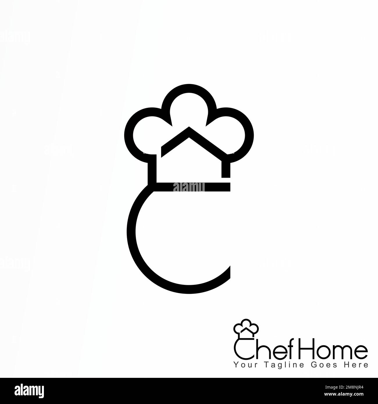 Casa semplice, cappello dello chef, e volto o Chef Home grafica icona logo design astratto concetto vettore stock corporate identità relativa alla cucina o cibo Illustrazione Vettoriale