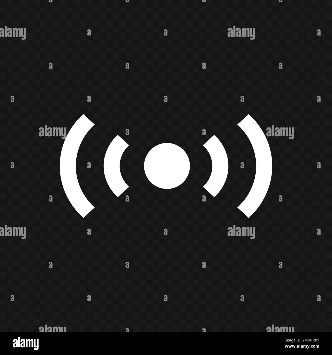 Icona delle onde radio isolata su sfondo nero trasparente. Vettore modificabile. Illustrazione Vettoriale
