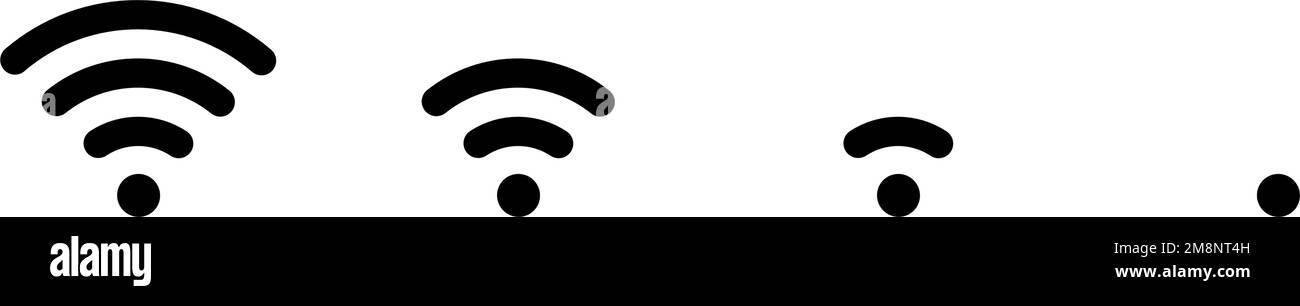 Icona del livello del segnale Wi-Fi impostata. Vettore modificabile. Illustrazione Vettoriale