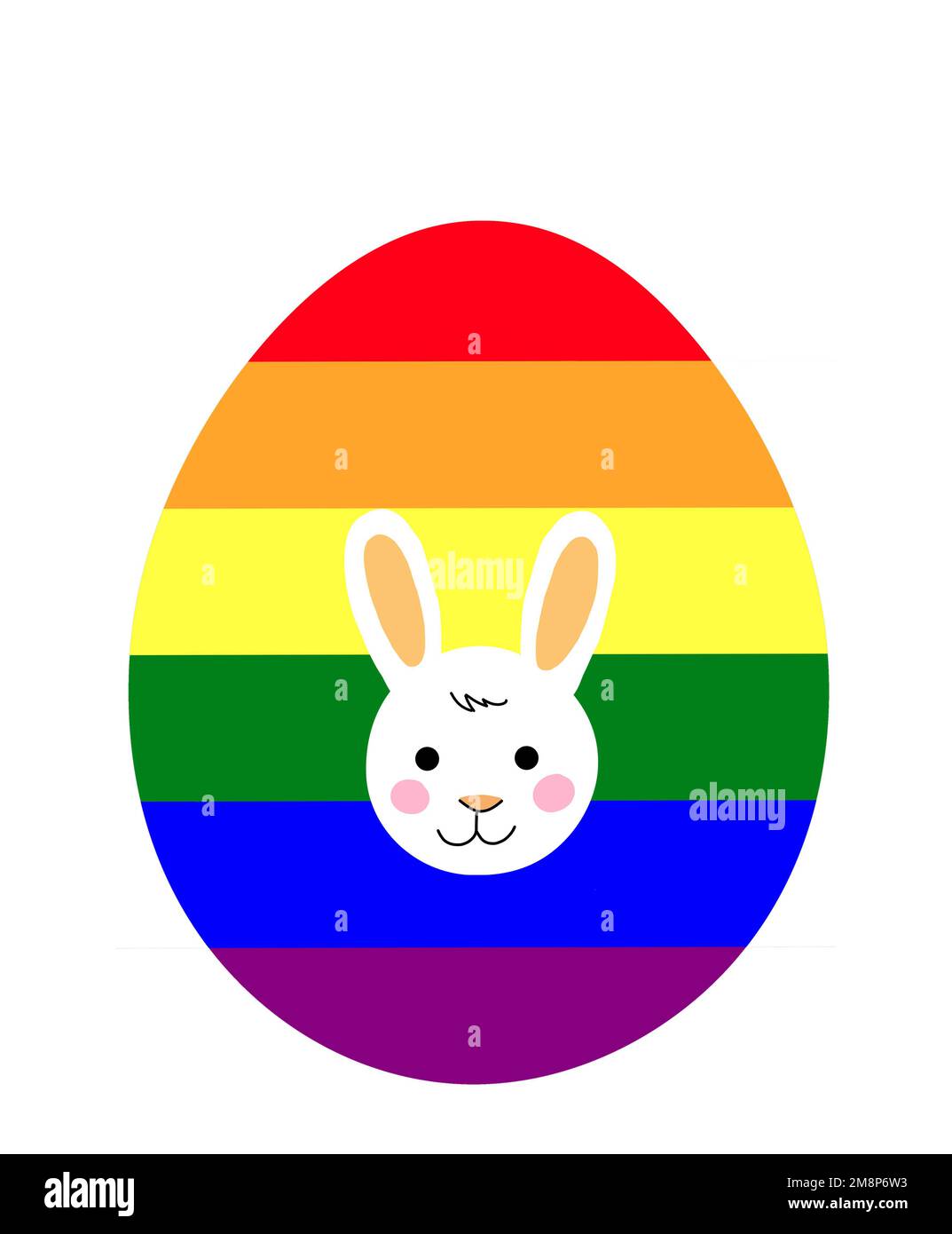 Gay arcobaleno uovo di pasqua con un coniglietto. Festa di Pasqua per orgoglio lgbtq e concetto di diversità. Foto Stock