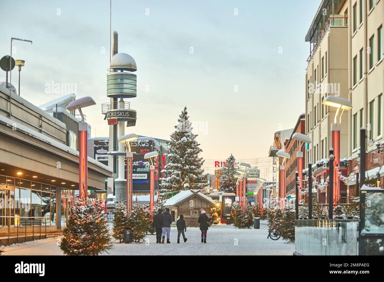 Rovaniemi, Lapponia, Finlandia settentrionale. zona commerciale del centro città Foto Stock