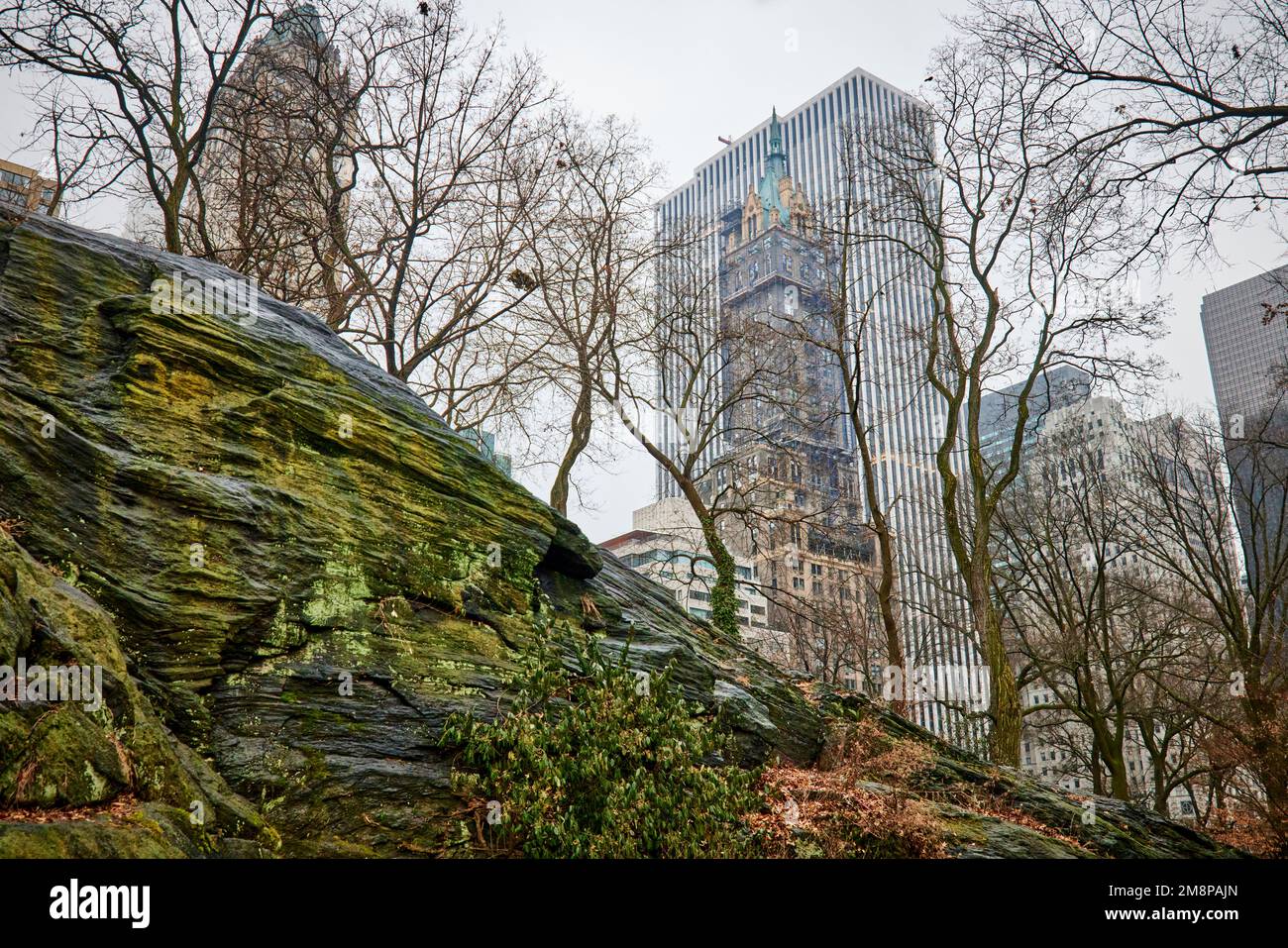 New York City Manhattan Central Park rocce Foto Stock