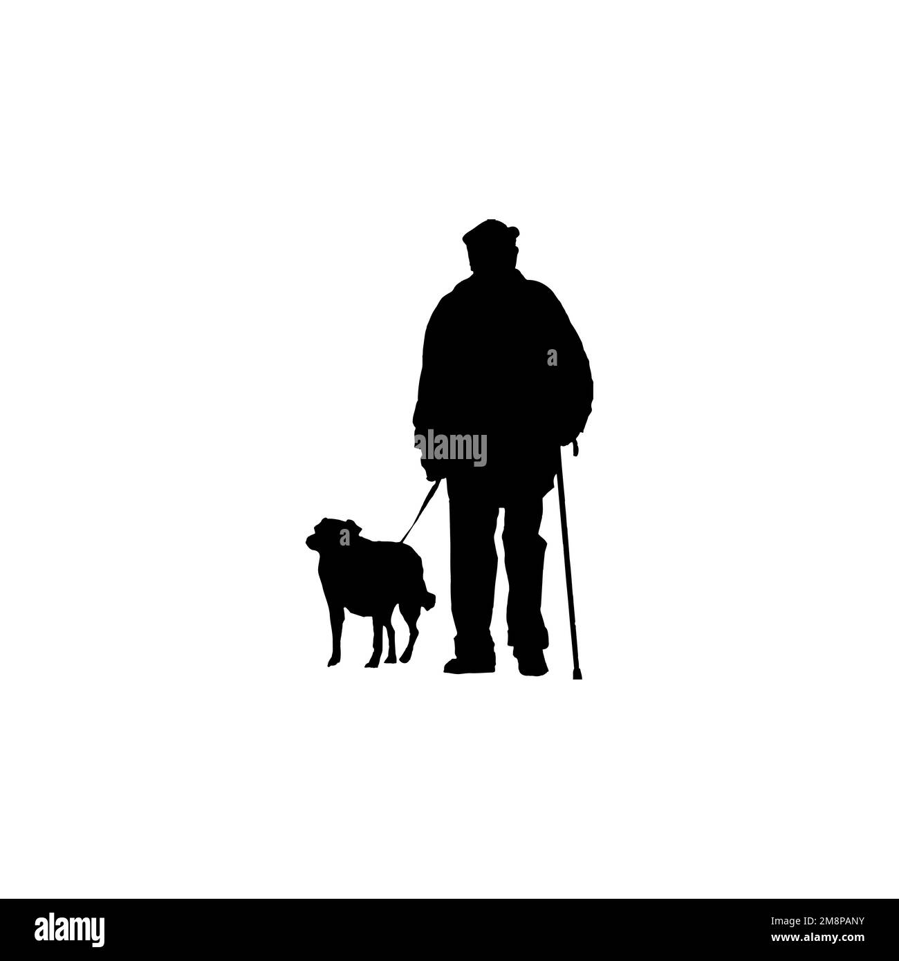 Icona cane guida. Semplice stile guida cane progetto poster simbolo di sfondo. Elemento di design del logo del marchio del cane guida. Stampa di t-shirt per cani guida. Illustrazione Vettoriale