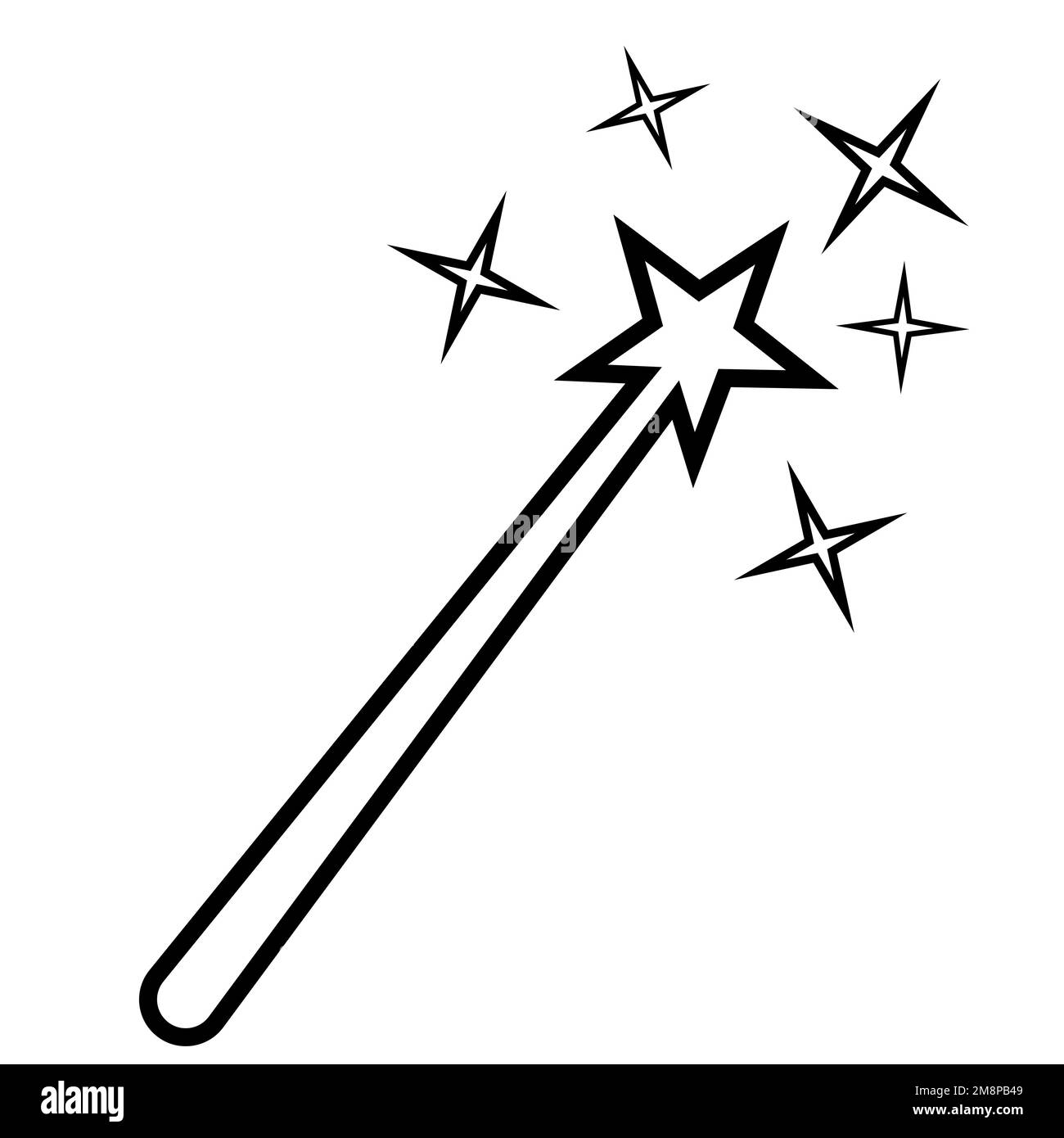 Barbetta magica, stella brillare mano, scintilla fata principessa disegnata Illustrazione Vettoriale