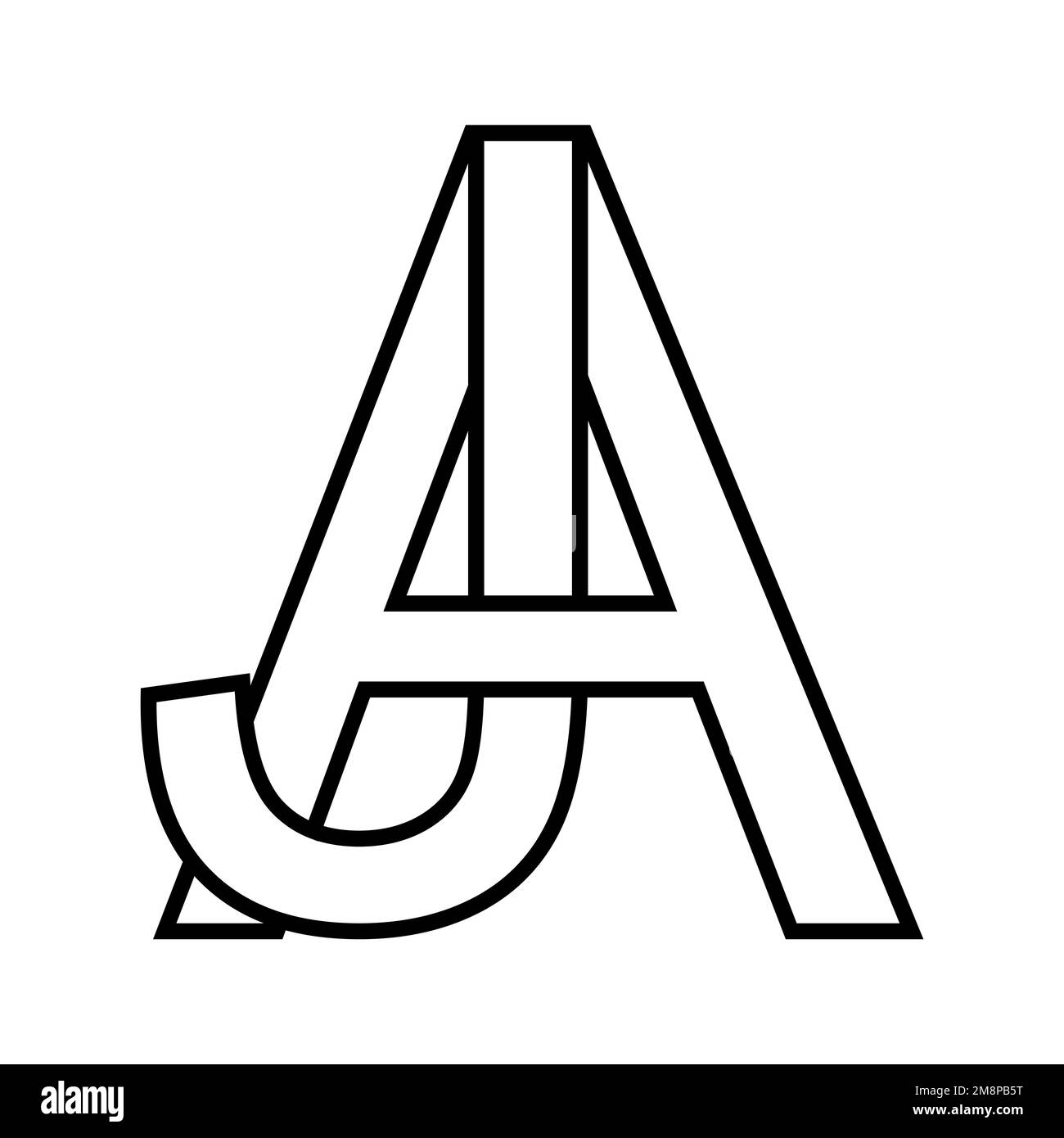 Logo segno aj ja icona, lettere doppie logotipo a j Illustrazione Vettoriale