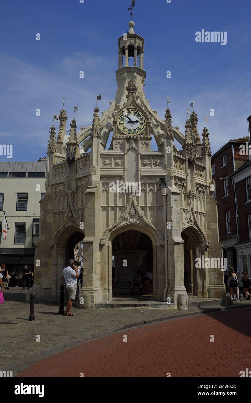 L'incrocio dove si trova la Croce del mercato di Chichester nel ce Foto Stock