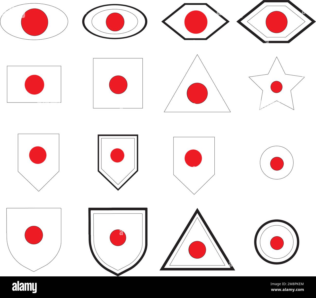 modello vektor con logo della bandiera giapponese Illustrazione Vettoriale