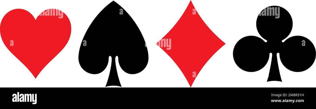 Simboli di carte da gioco adatti alla lingua francese, illustrazione vettoriale Illustrazione Vettoriale