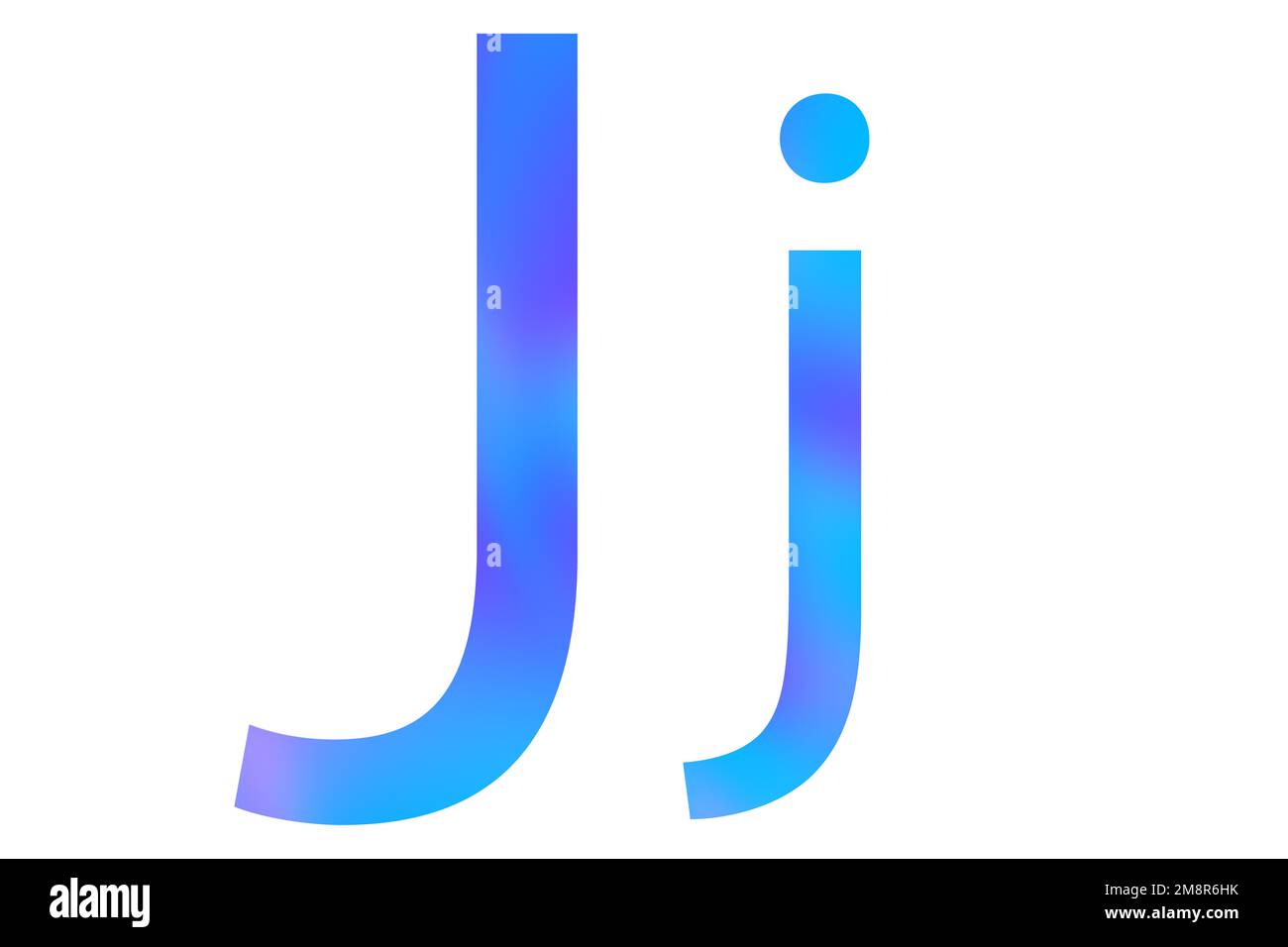 Lettera J. colore blu con sfumatura. Carattere classico. Isolato su sfondo bianco. Foto Stock