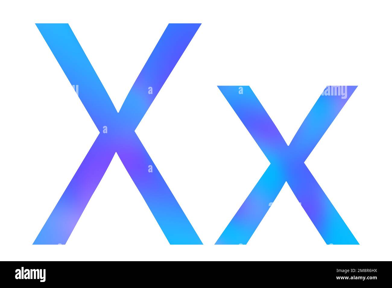 Lettera X. colore blu con sfumatura. Carattere classico. Isolato su sfondo bianco. Foto Stock