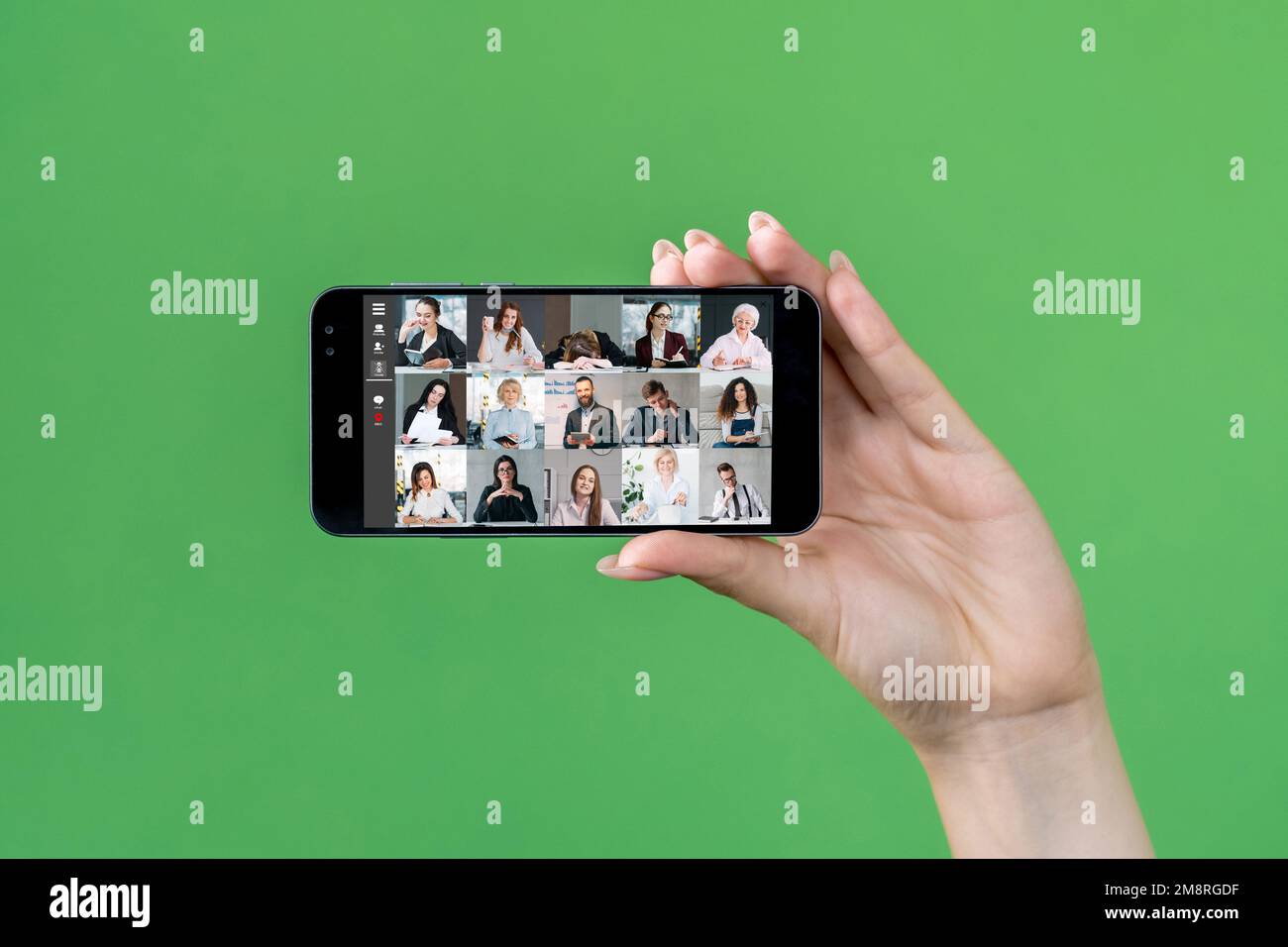 team aziendale di chat video per riunioni digitali al telefono Foto Stock