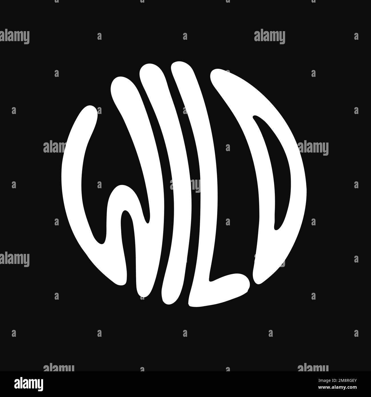 Virgoletta in sfondo circolare. Illustrazione della scrittura vettoriale disegnata a mano. Stampa scritta Wild per T-shirt, T-shirt, poster, adesivi Illustrazione Vettoriale