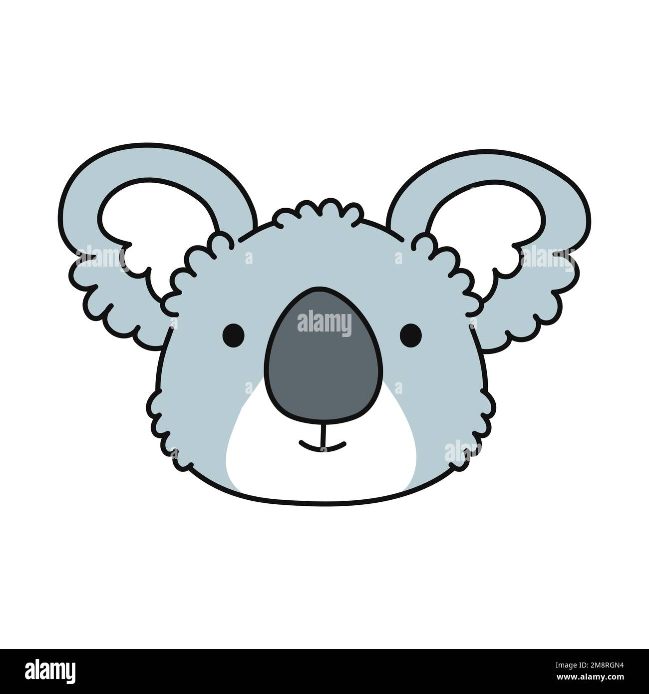 Carino sorridente felice orso koala faccia. Icona illustrazione carattere cartoon vettoriale. Isolato su sfondo bianco. Carino koala stampa testa per t-shirt, logo, scheda Illustrazione Vettoriale