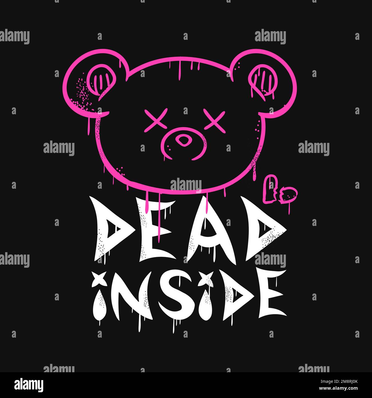 Dead all'interno citazione, orso. Stampa per poster, t-shirt, t-shirt, logo, concetto di adesivo Illustrazione Vettoriale
