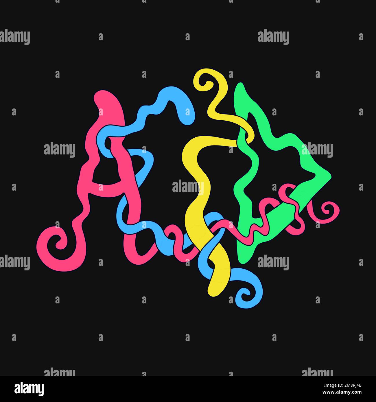 Parola acida, lettere psichedeliche di stile trippy.Vector mano disegnata doodle cartone animato illustrazione del carattere.Funny lettere trippy cool, moda acida, stampa di stile 60s per t-shirt, concetto del manifesto Illustrazione Vettoriale