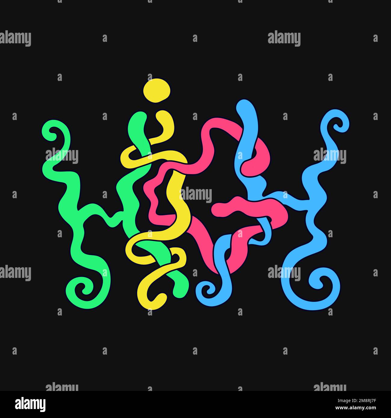 Alta parola, trippy lettere stile psichedelico.Vector disegnata a mano doodle cartoon personaggio illustrazione.Funny lettere trippy cool, alta, weed stampa di moda per t-shirt, poster concetto Illustrazione Vettoriale