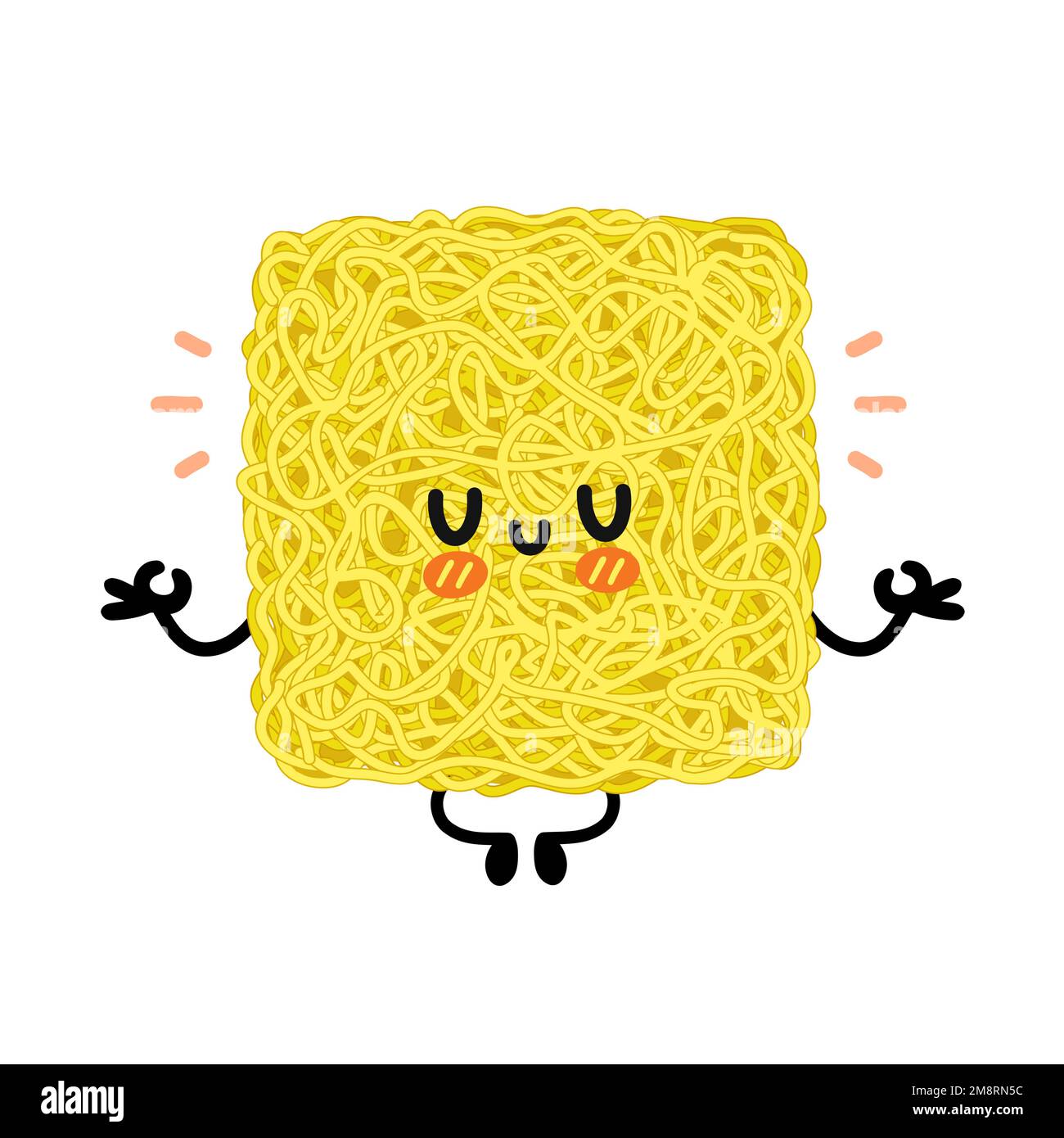 Simpatico divertente indovinello. Icona di illustrazione del carattere del cartoon Kawaii disegnato a mano del vettore. Isolato su sfondo bianco. Cute asian Instant noodle, ramen cartone animato mascotte concetto Illustrazione Vettoriale