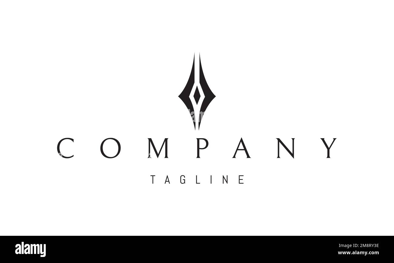 Logo vettoriale su cui è riportata un'immagine astratta di una penna a inchiostro con un diamante al centro. Illustrazione Vettoriale Logo vettoriale su cui è riportata un'immagine astratta di una penna a inchiostro con un diamante al centro. Illustrazione Vettoriale