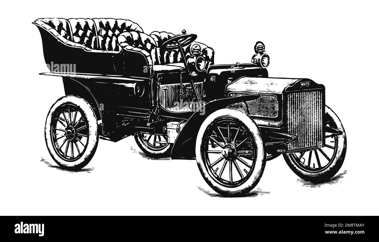 Auto d'epoca classica, illustrazione antica Foto Stock