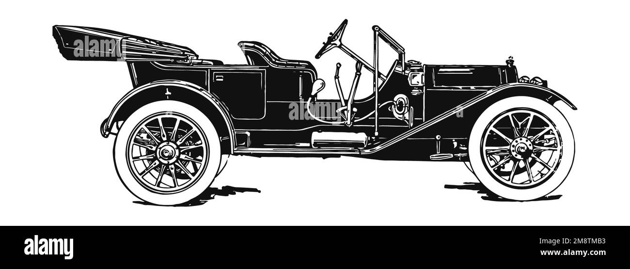 Auto d'epoca classica, illustrazione antica Foto Stock