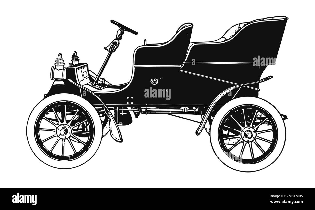 Auto d'epoca classica, illustrazione antica Foto Stock